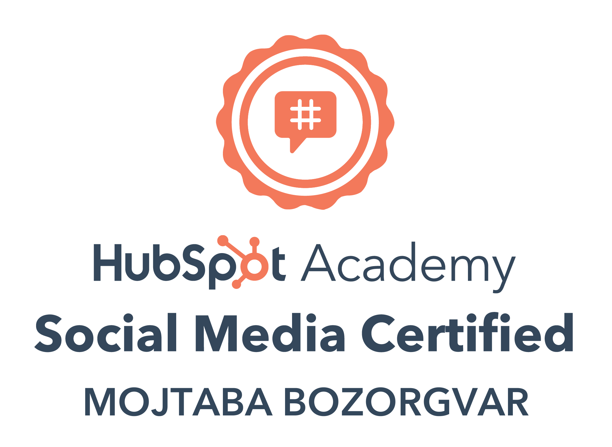 Mojtaba Bozorgvar HubSpot Academy - Social Media Marketing